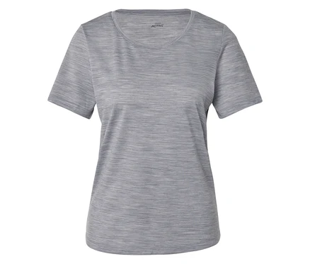 Graues, kurzärmeliges ACTIVE T-Shirt mit Rundhalsausschnitt.