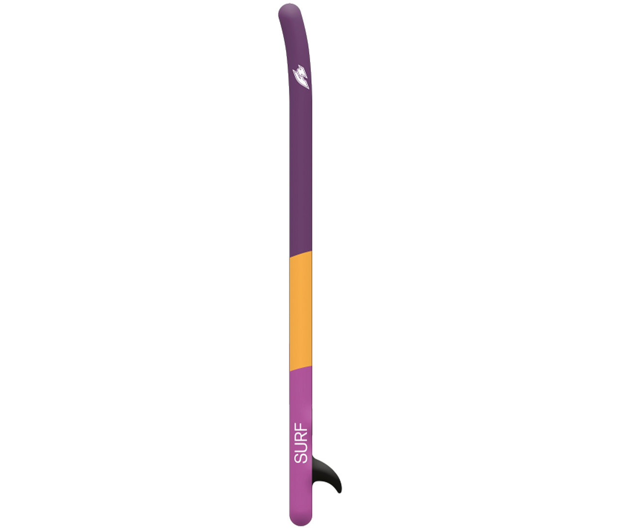 Das F2 SUP-Board »Surf« ist hochkant dargestellt und hat ein lila-gelbes Design.
