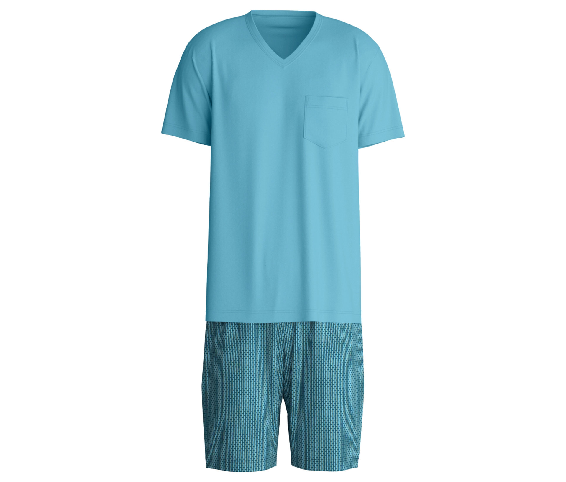 Calida Relax Streamline Shorty-Pyjama - Herren - Gr. M - petrol/print - petrol