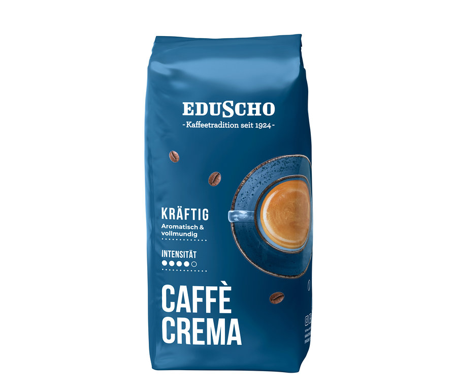 Blaue Packung Eduscho Caffè Crema Probierset.