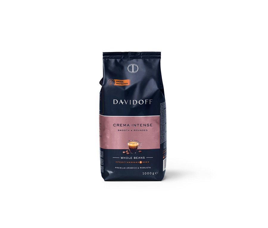 Eine Packung DAVIDOFF CAFÉ Crema Intense - 1000 g Ganze Bohne.