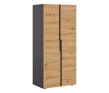Zweitüriger xonox Kleiderschrank »Saga« in Anthrazit und Eichenoptik, mit integriertem Griff.