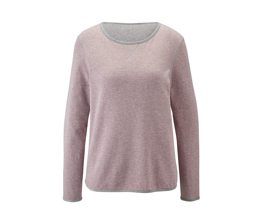 Rosa-graues Wendepyjama-Oberteil mit langen Ärmeln.
