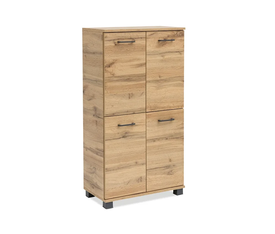 Das Highboard »HB 600 Nora« in Holzoptik mit vier Türen steht vor einem weißen Hintergrund.