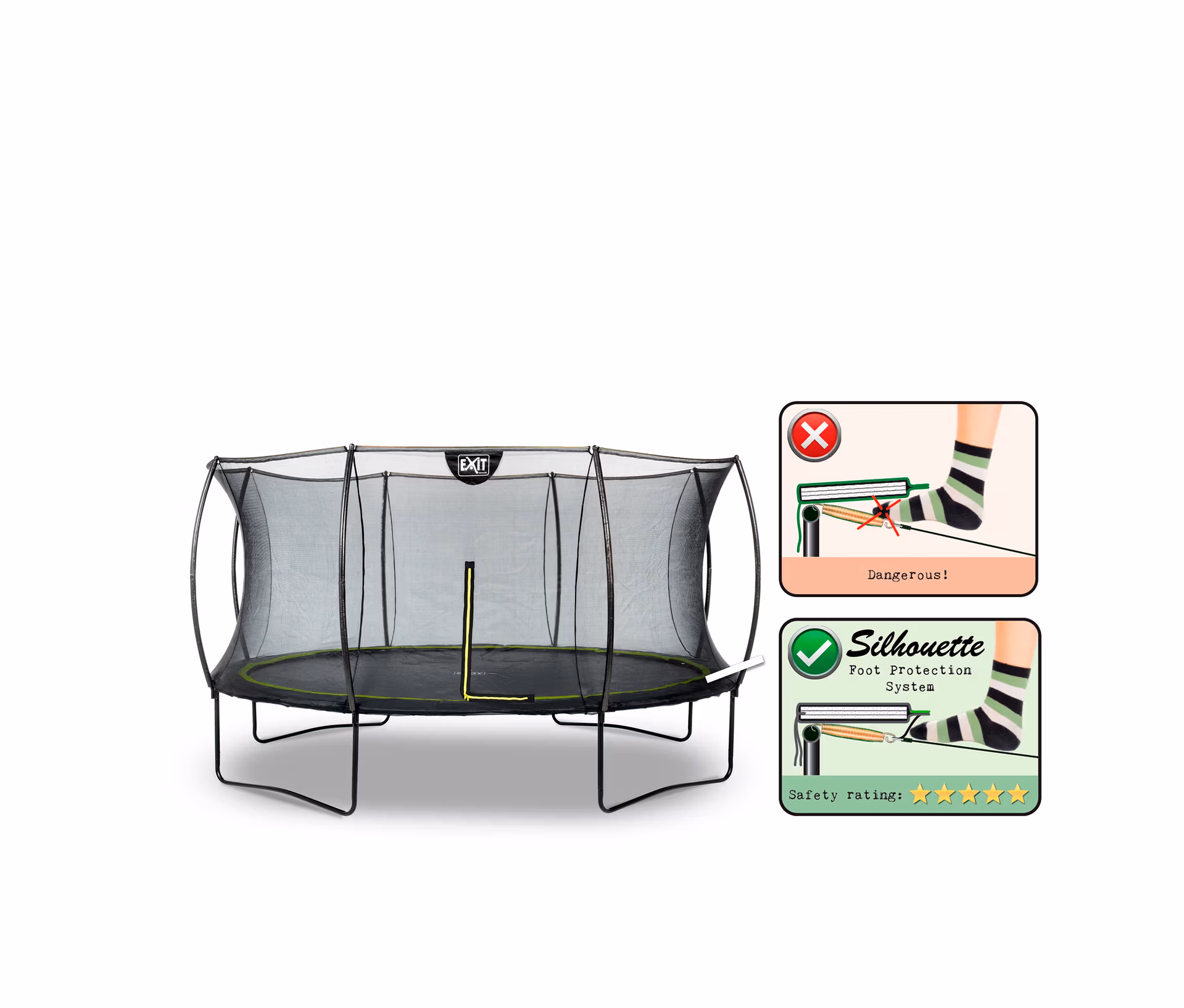 EXIT Silhouette Trampolin + Sicherheitsnetz 427 (14ft) Schwarz