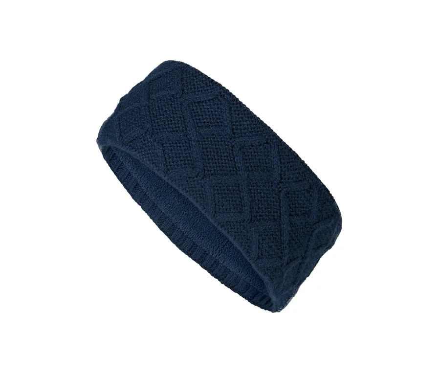Nahaufnahme eines dunkelblauen Stirnbands.