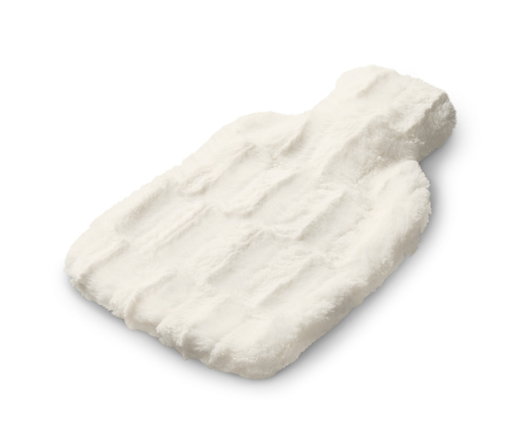 Eine weiße Wärmflasche auf einem weißen Hintergrund.