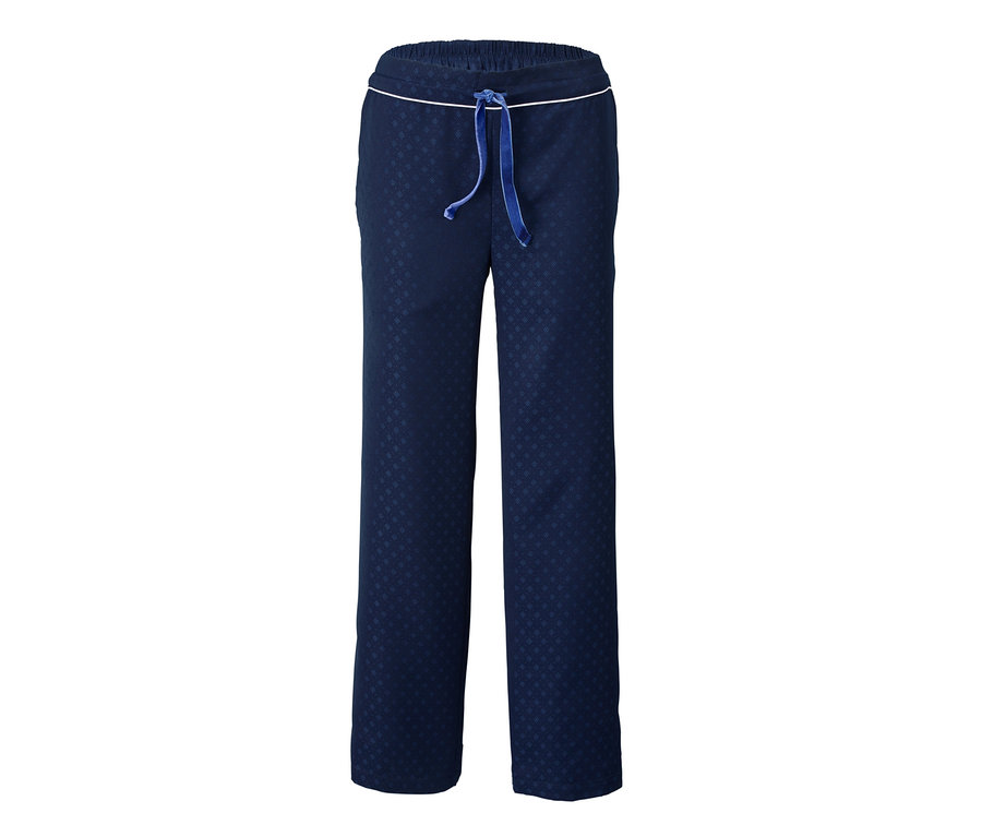 Dunkelblaue Jacquard-Pyjamahose mit Kordelzug.
