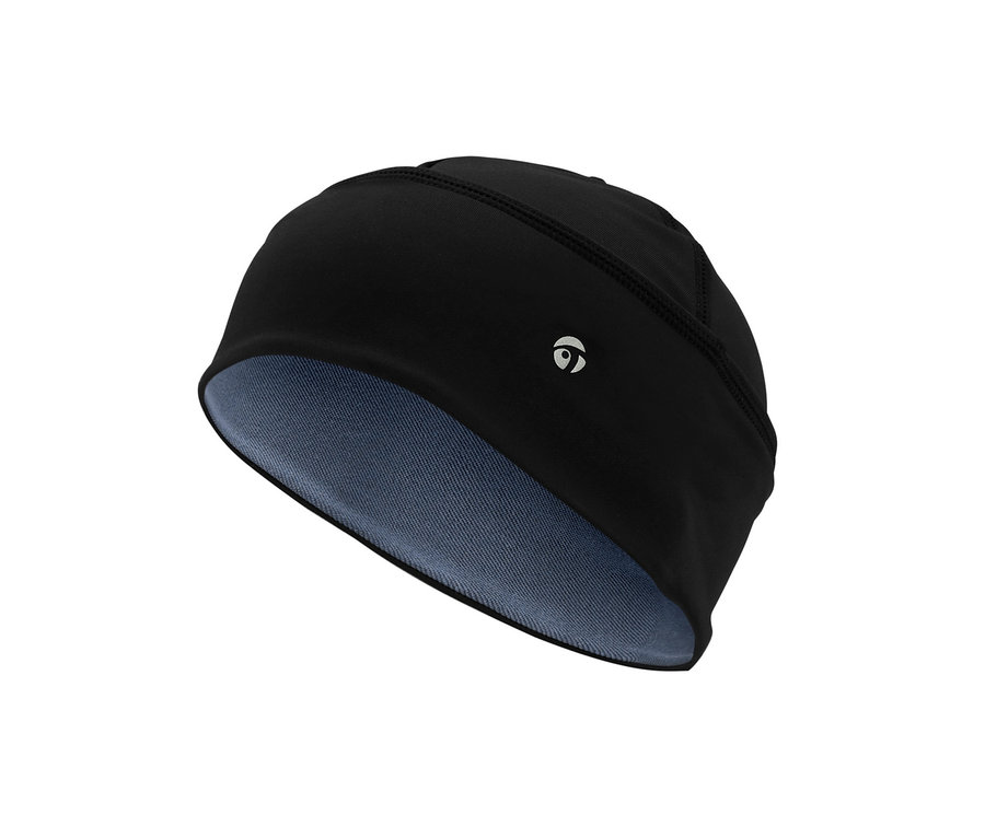 Schwarze Unisex-Funktionsmütze.