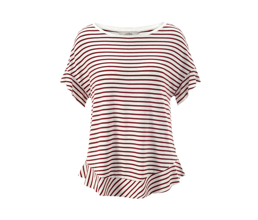 Gestreiftes Shirt mit Volants.