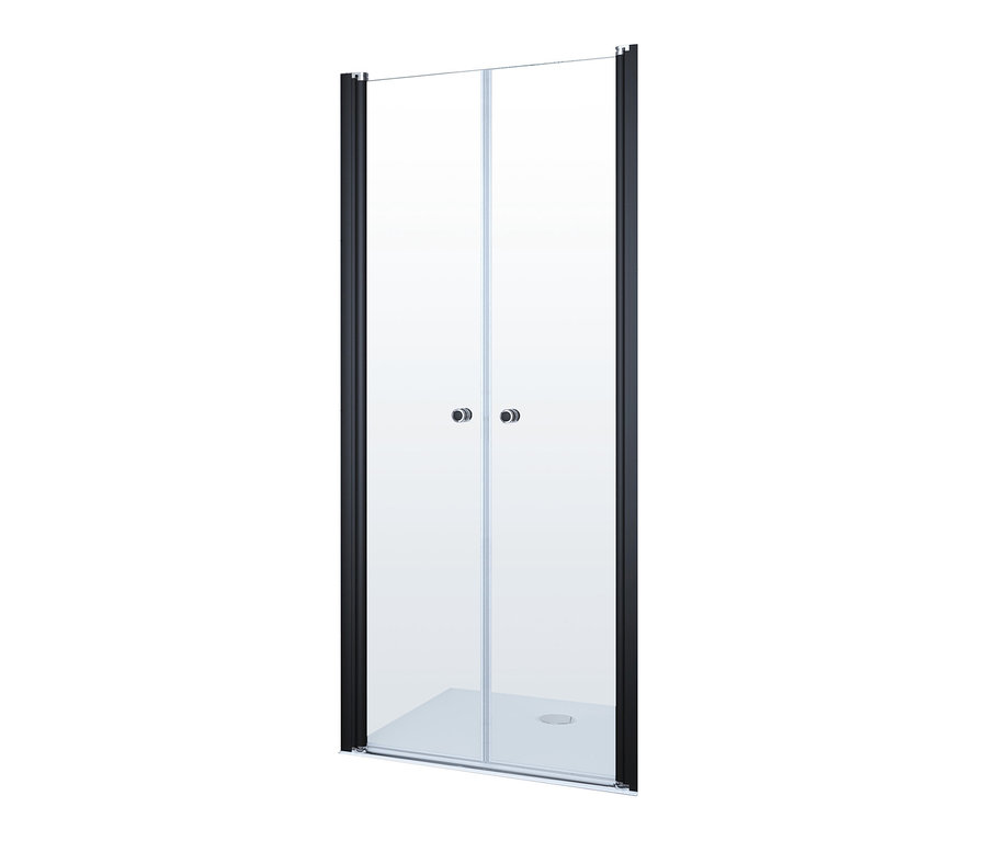 Breuer®-Dusche »Elana 6« mit Pendeltür für Nische, mit schwarzem Rahmen und klarem Glas.