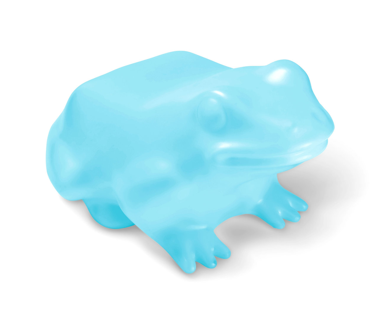 Eine blaue Solar-Leuchte in Form eines Frosches.