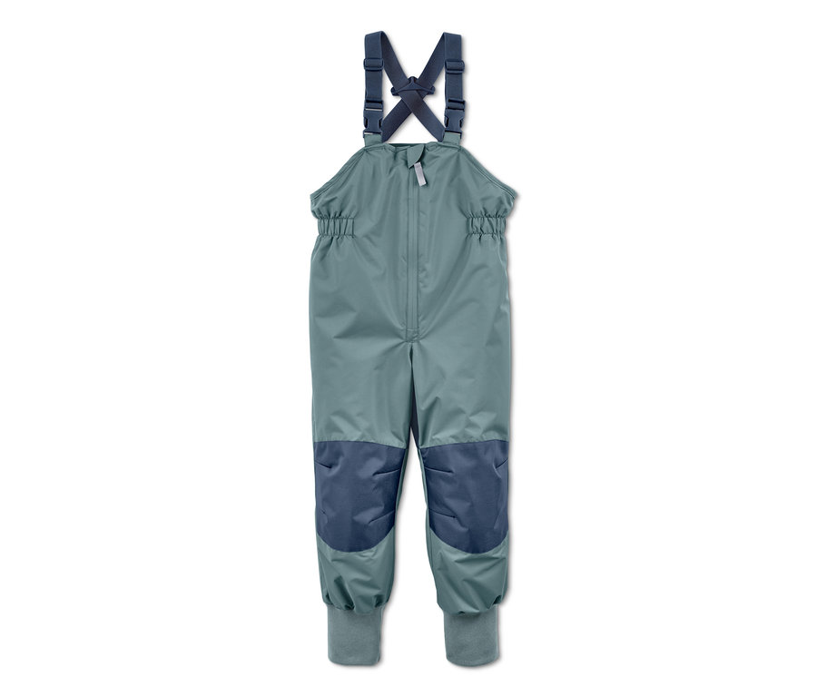 Regenhose aus recyceltem Material, mit Mitwachsfunktion.