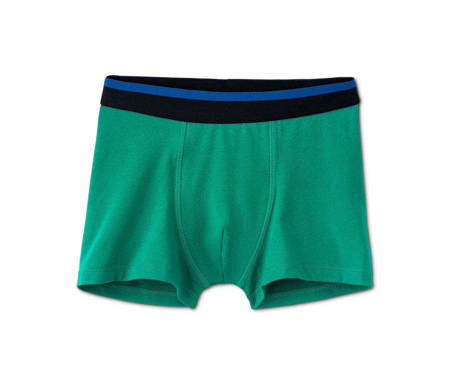 Eine grüne 5er Slipboxer mit schwarzem und blauem Bund.