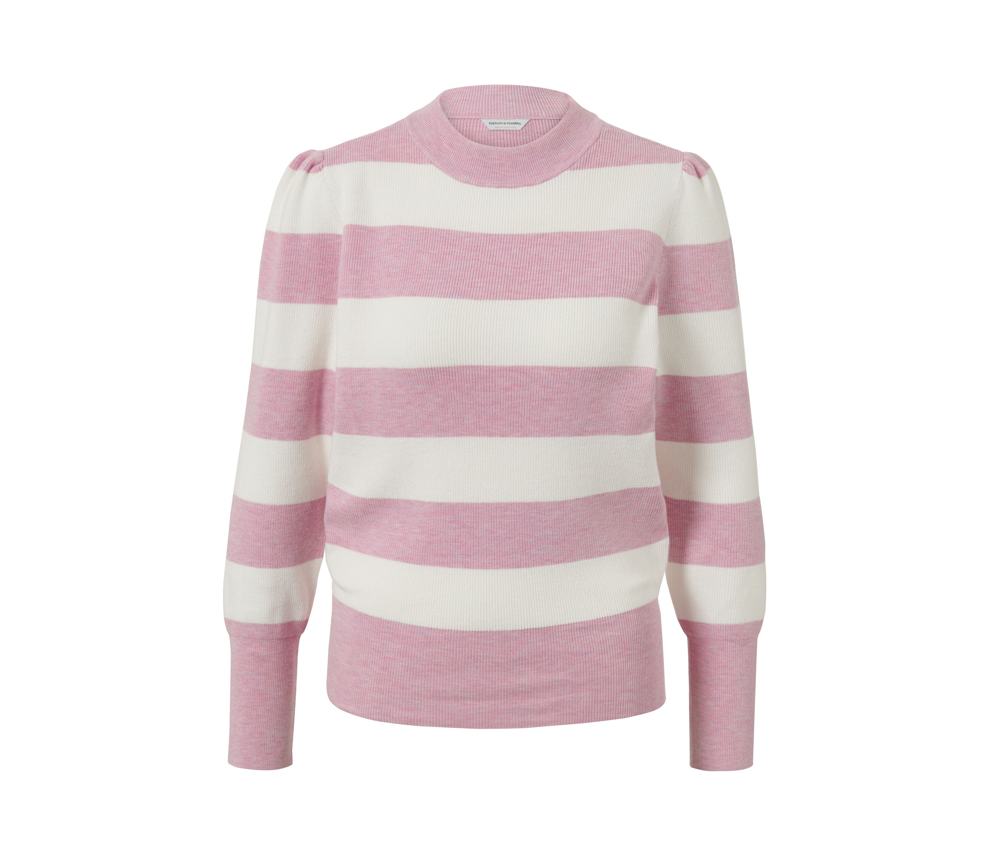 Tchibo - Pullover mit Puffärmeln - Damen - Gr. XL - weiß/gestreift