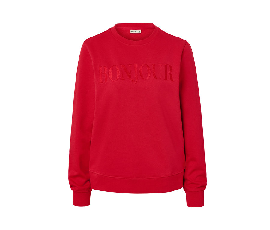 Rotes Sweatshirt mit Stickerei BONJOUR.