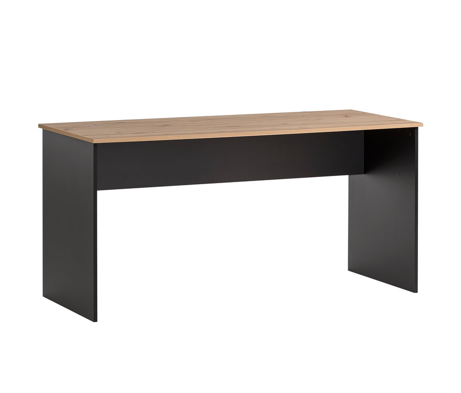 Ein schwarz-brauner Schreibtisch Aino vor einem weißen Hintergrund.