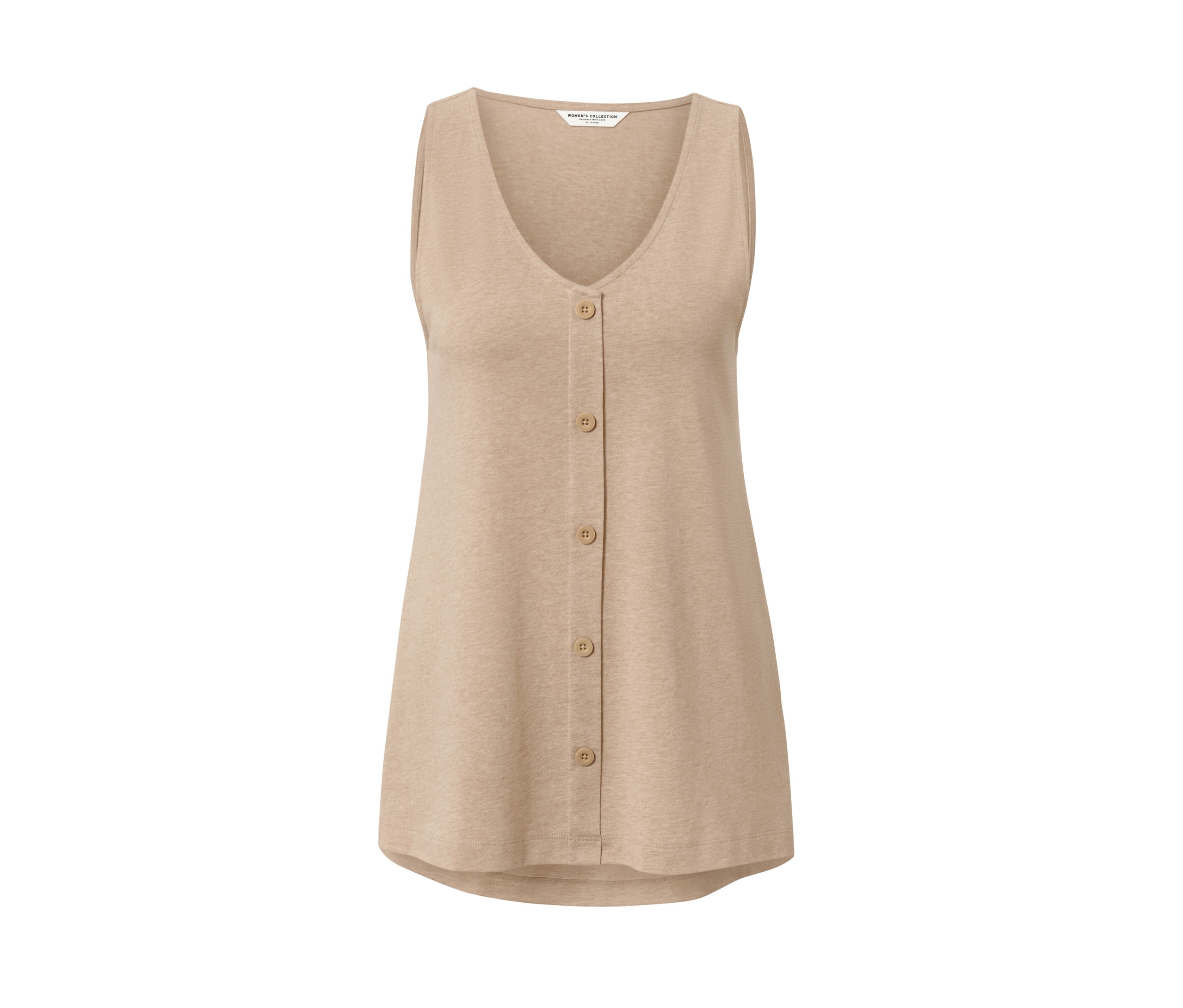 Tchibo - Top mit Knopfleiste - Damen - Gr. L - beige