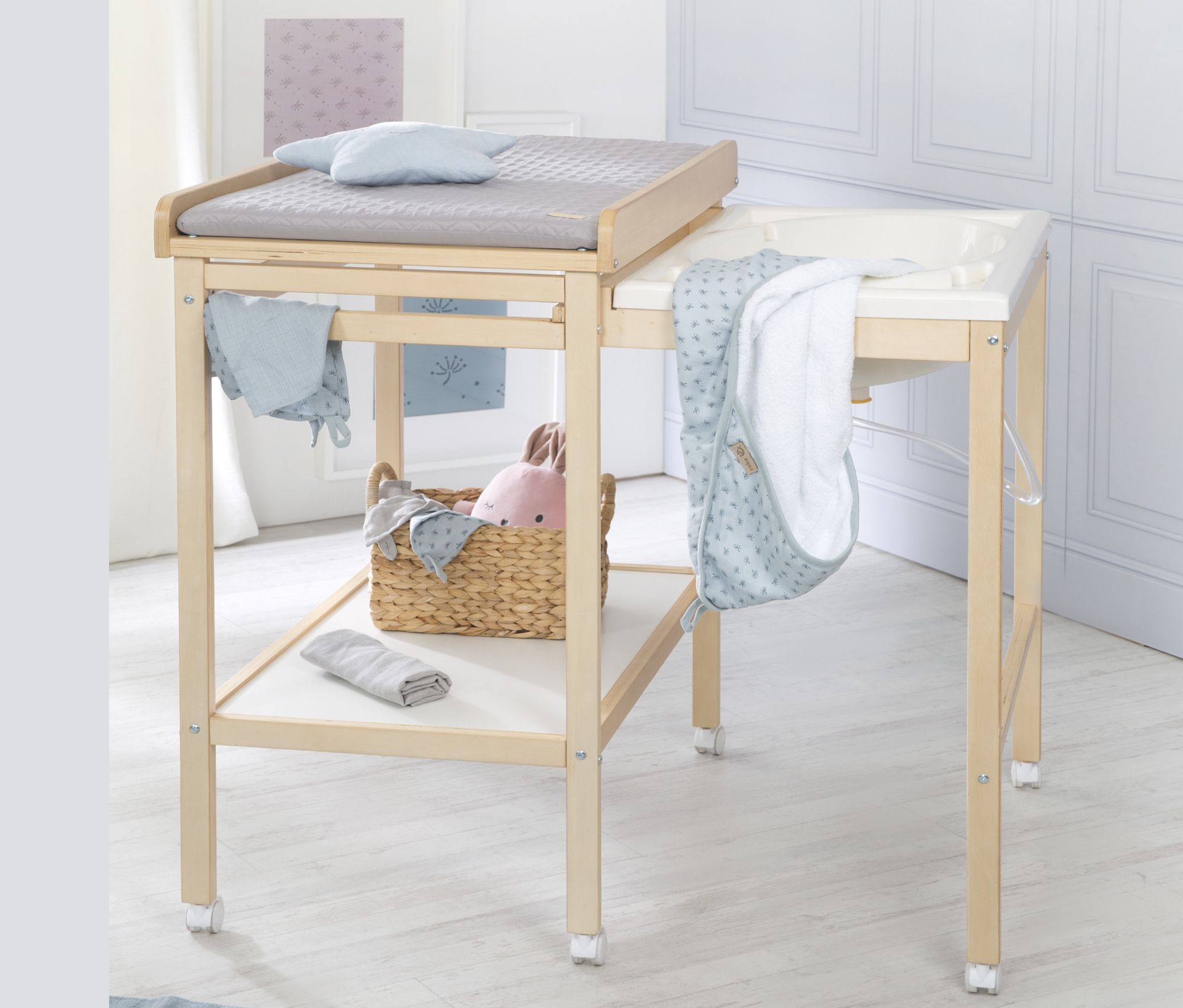 Thumbnail - roba Bade-Wickel-Kombination »Baby Pool« - 56x83x100cm - braun - Holz / Polyester / Kunststoff