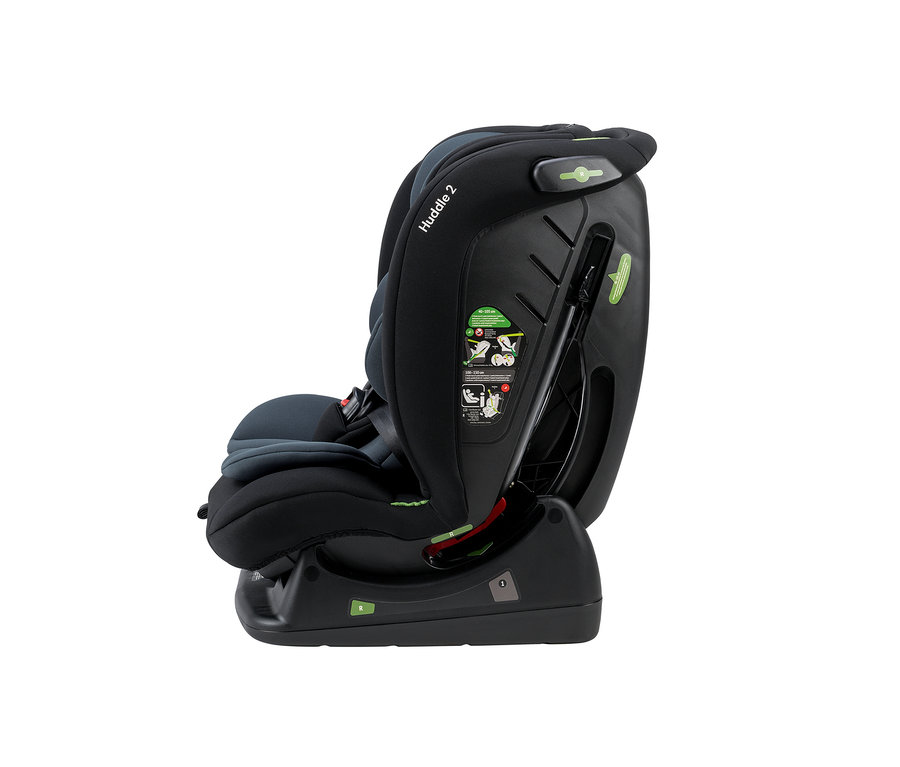 Seitenansicht des schwarzen Osann Kindersitzes »Huddle 2«.