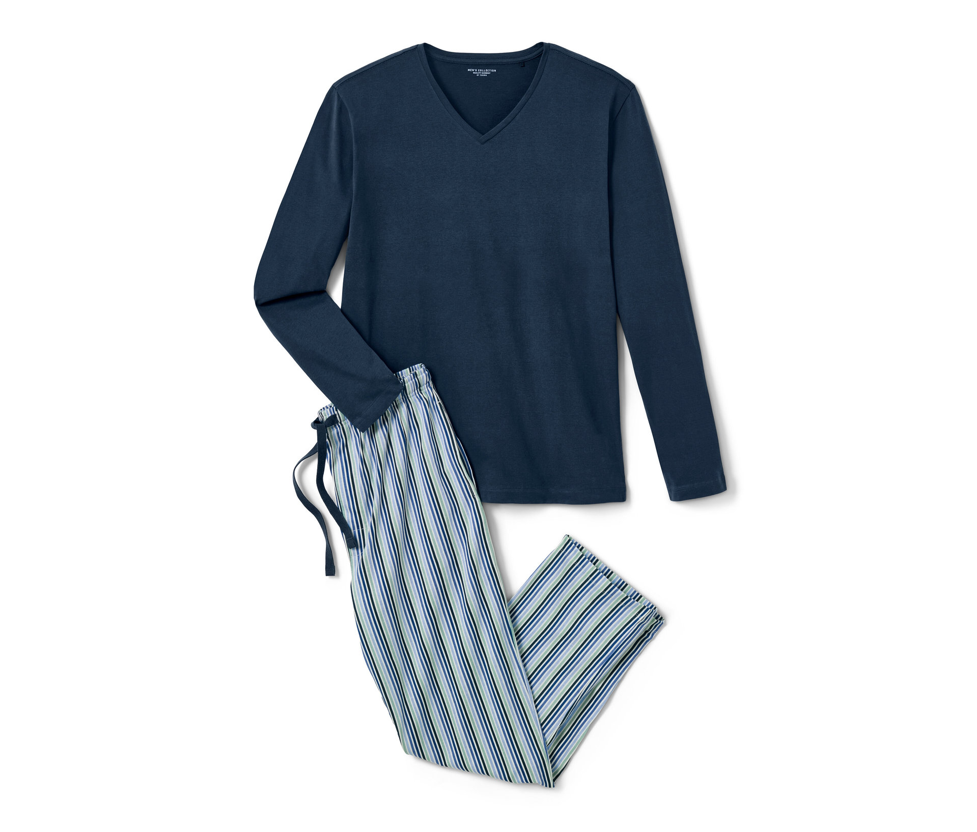 Pyjama - Herren - Gr. XL - dunkelblau/gestreift - dunkelblau