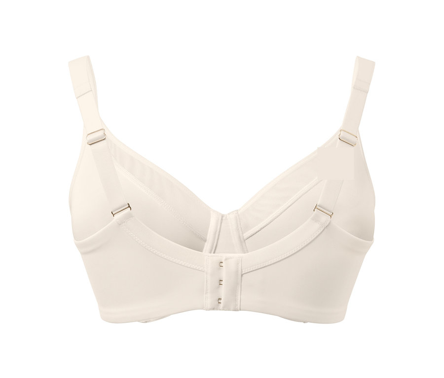 Detailansicht eines cremefarbenen Minimizer-BHs.