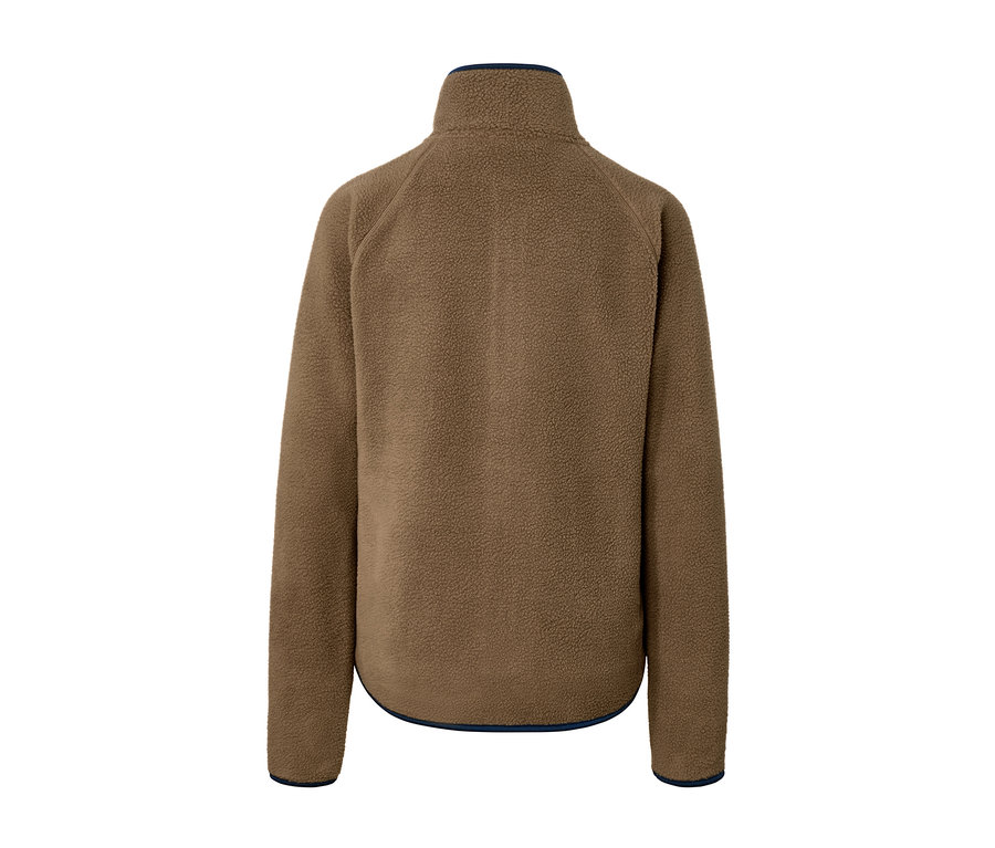 Braune Teddy-Jacke mit langen Ärmeln.