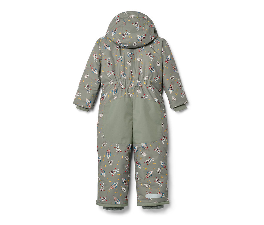 Kinder-Schneeanzug mit Raketen- und Weltraummotiven.