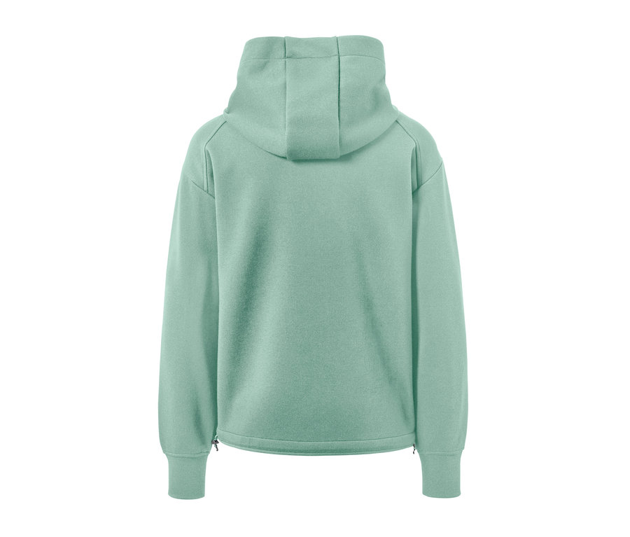 Rückansicht der Kapuzen-Sweatjacke, mint.