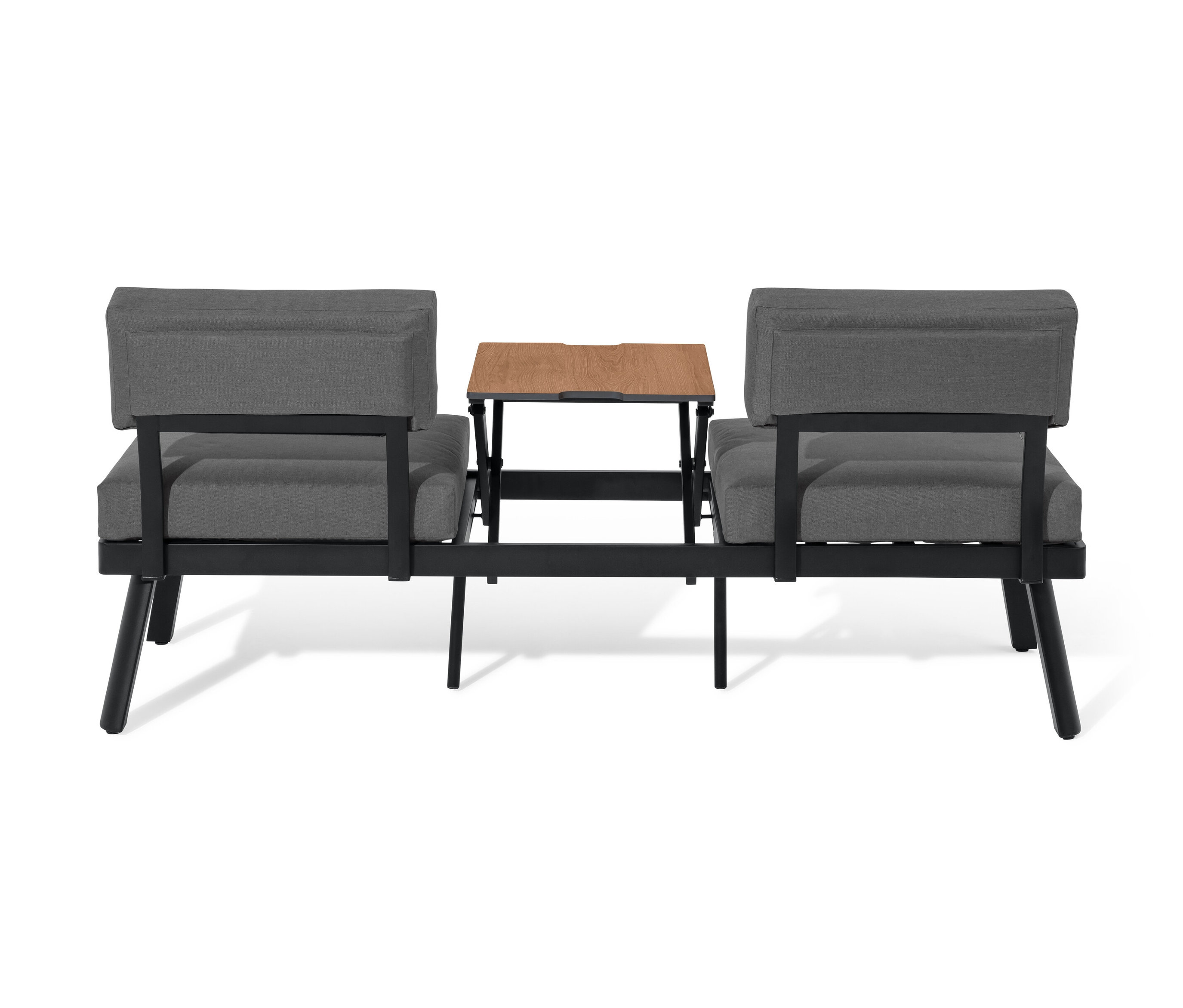 Thumbnail - Tchibo - 2-in-1-Sofa-Liege mit hochklappbarem Mitteltisch - 185,5x70,5x78,5cm - schwarz - Aluminium / Polyester / Polypr...
