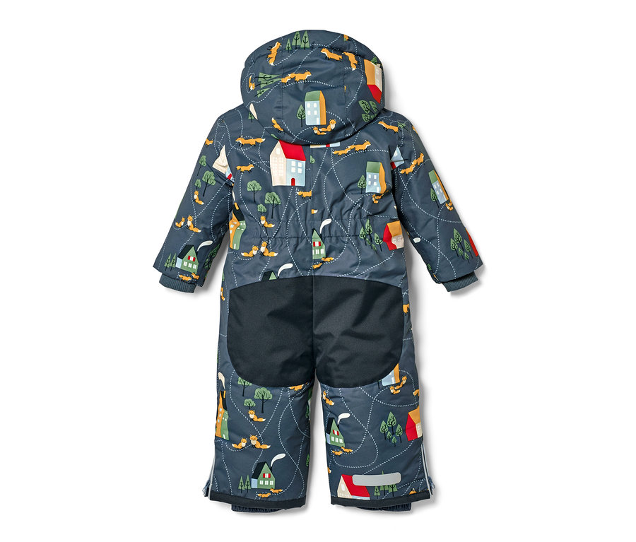 Blauer Kleinkind-Schneeanzug mit Fuchs-Alloverprint.