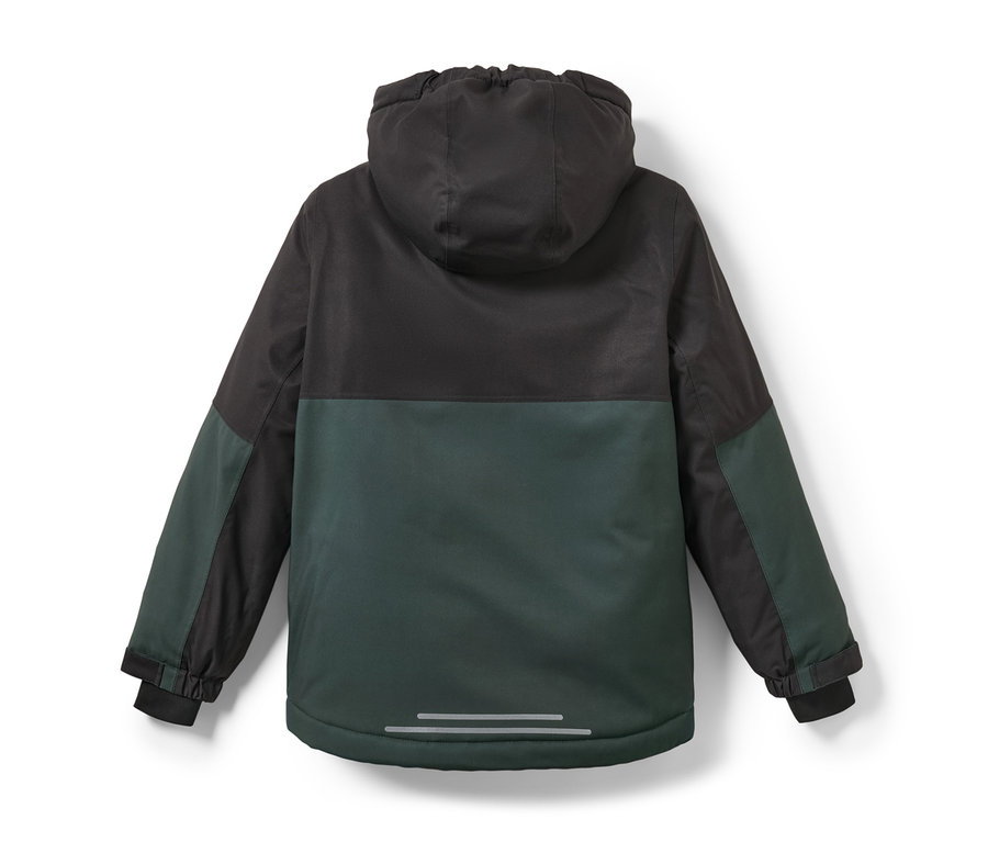 Schwarz-grüne Kinder-Skijacke von hinten.