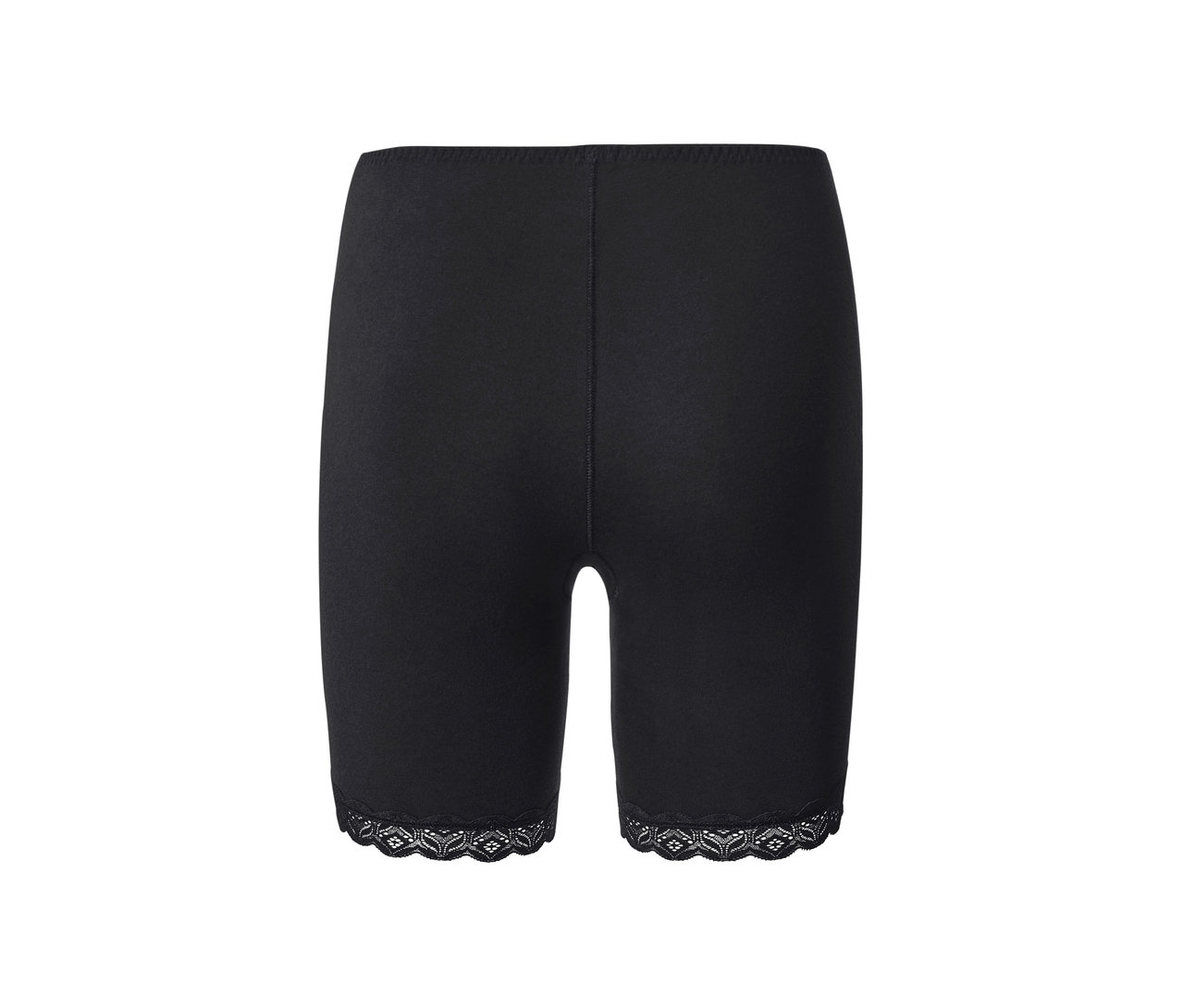 Schwarze 2 Radler-Shorts mit Spitze am Saum.