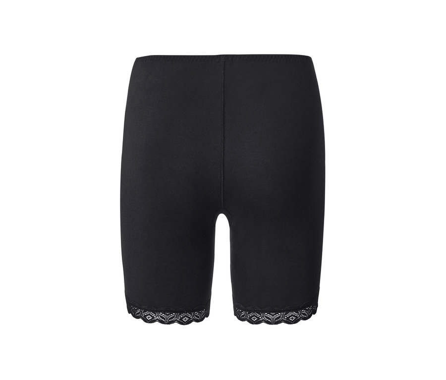 Schwarze 2 Radler-Shorts mit Spitze am Saum.