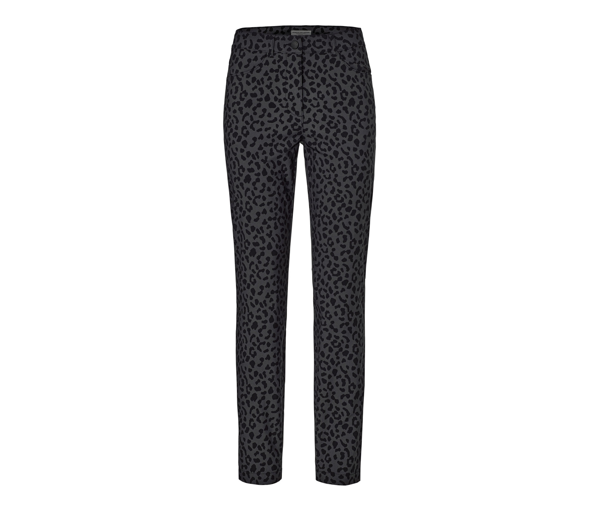 Bedruckte Bengalin-Hose - Damen - Gr. 42 - dunkelgrau/print - dunkelgrau