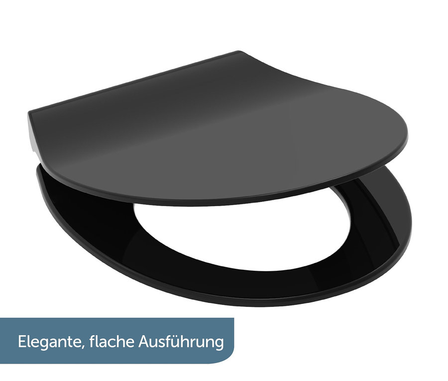 Schwarzer Duroplast WC-Sitz, Slim Black.