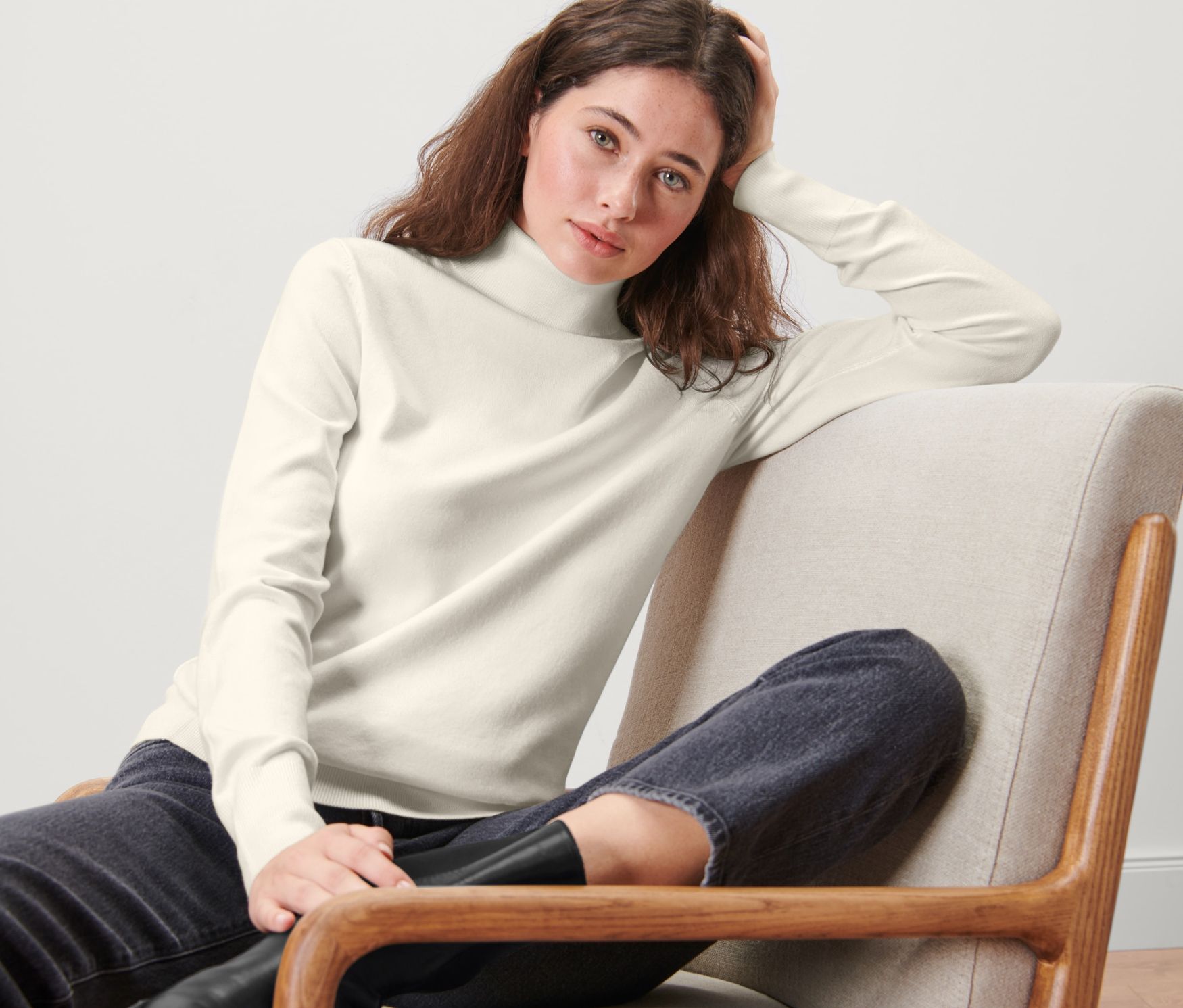 Thumbnail - Tchibo - Feinstrick-Rollkragenpullover - Damen - Gr. XXL - creme