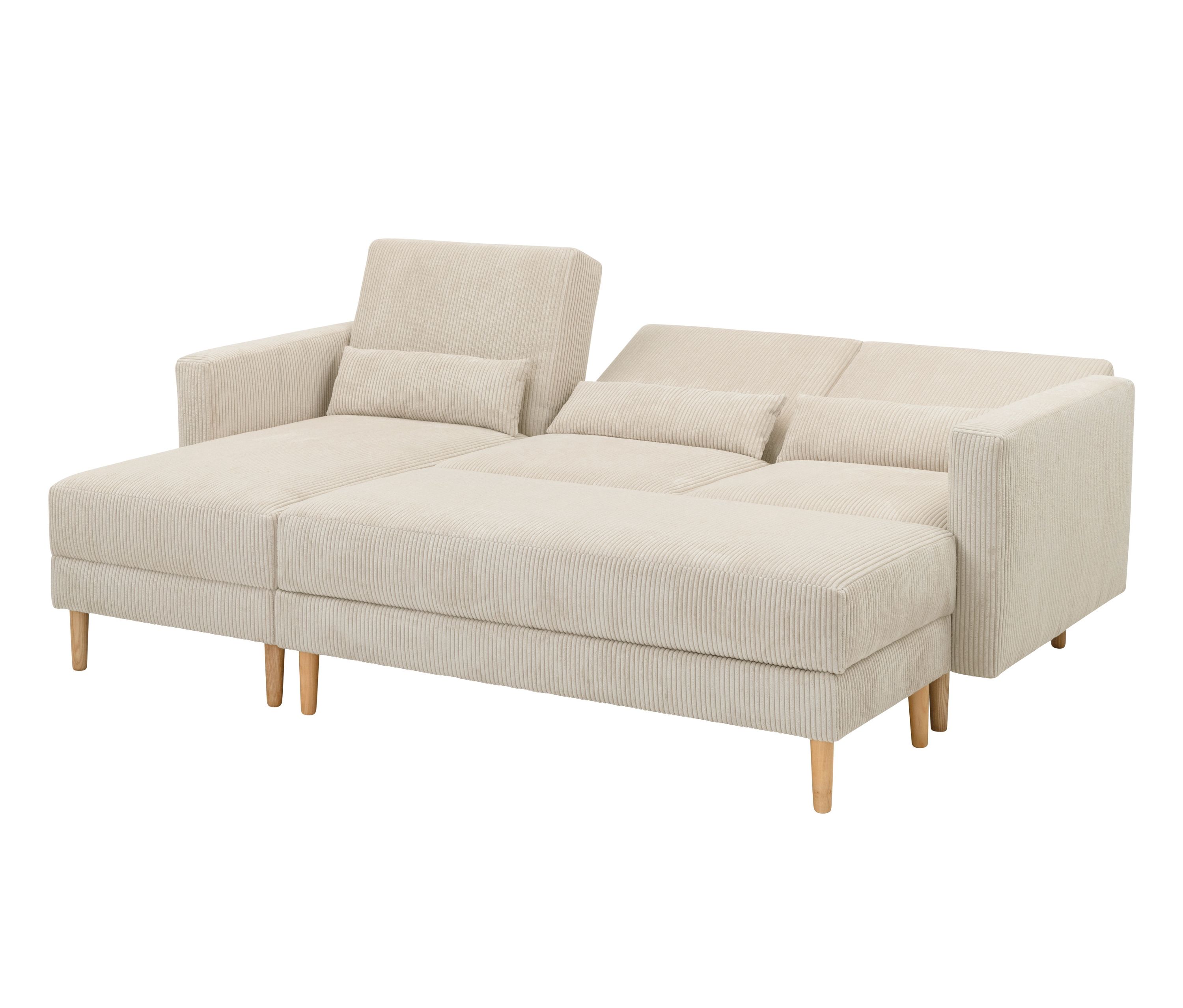 Thumbnail - Tchibo - Federkern Eck-Schlafsofa »Jenna« - 223x152x93cm - creme - Polyester / Buchenholz / Holz
