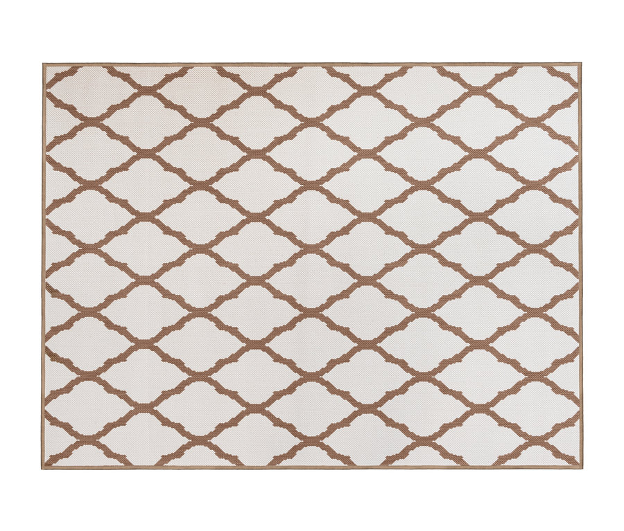 Brauner Outdoor-Wendeteppich »Rhombus« mit weißem Hintergrund.