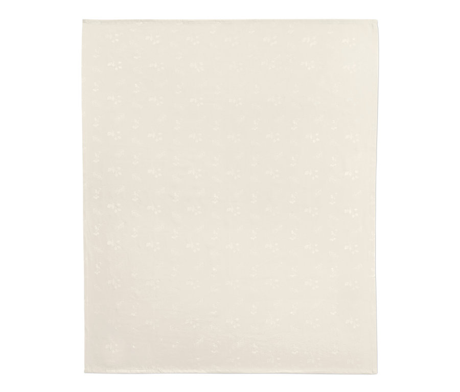 Cremefarbene Jacquard-Tischdecke.