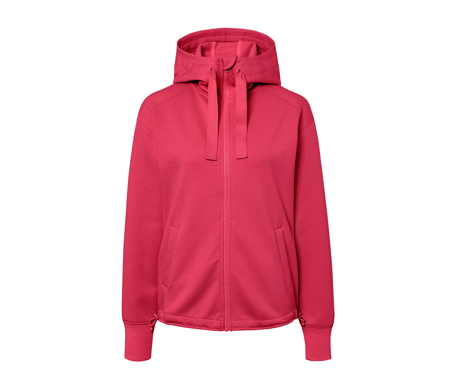 Beerefarbene Kapuzen-Sweatjacke mit Reißverschluss vorne.