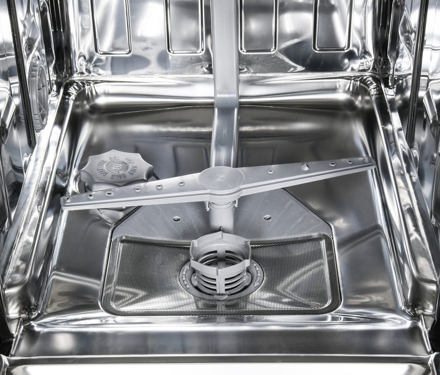 Innenansicht des Respekta teilintegrierter-Geschirrspülers »GSP45TiDV«.