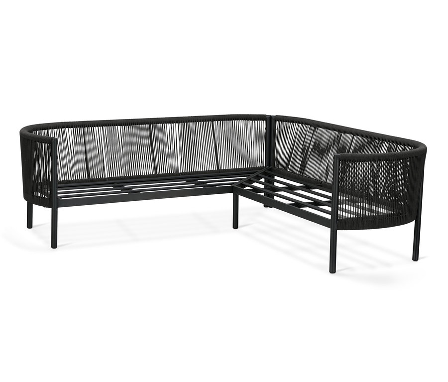 Schwarze Lounge-Ecke »Jara« mit Textilgeflecht.