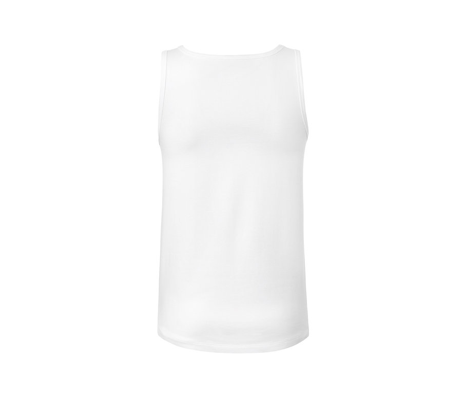 Detailansicht von hinten auf ein weißes Jersey-Unterhemd mit COOLMAX®.