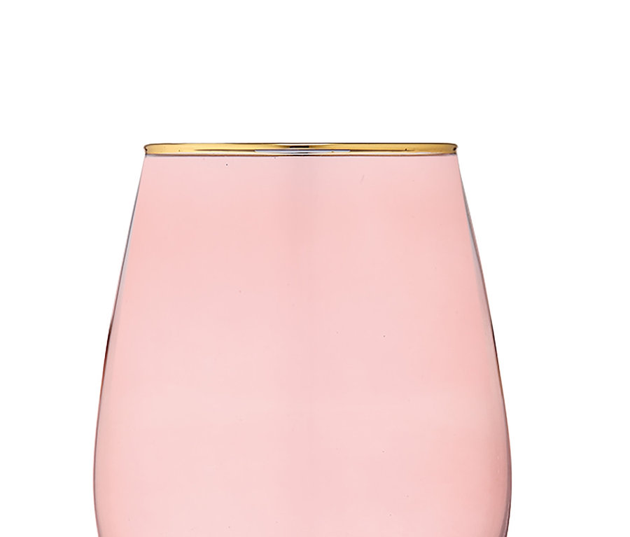 Vier rosa Longdrinkgläser »Chloe« mit Goldrand.