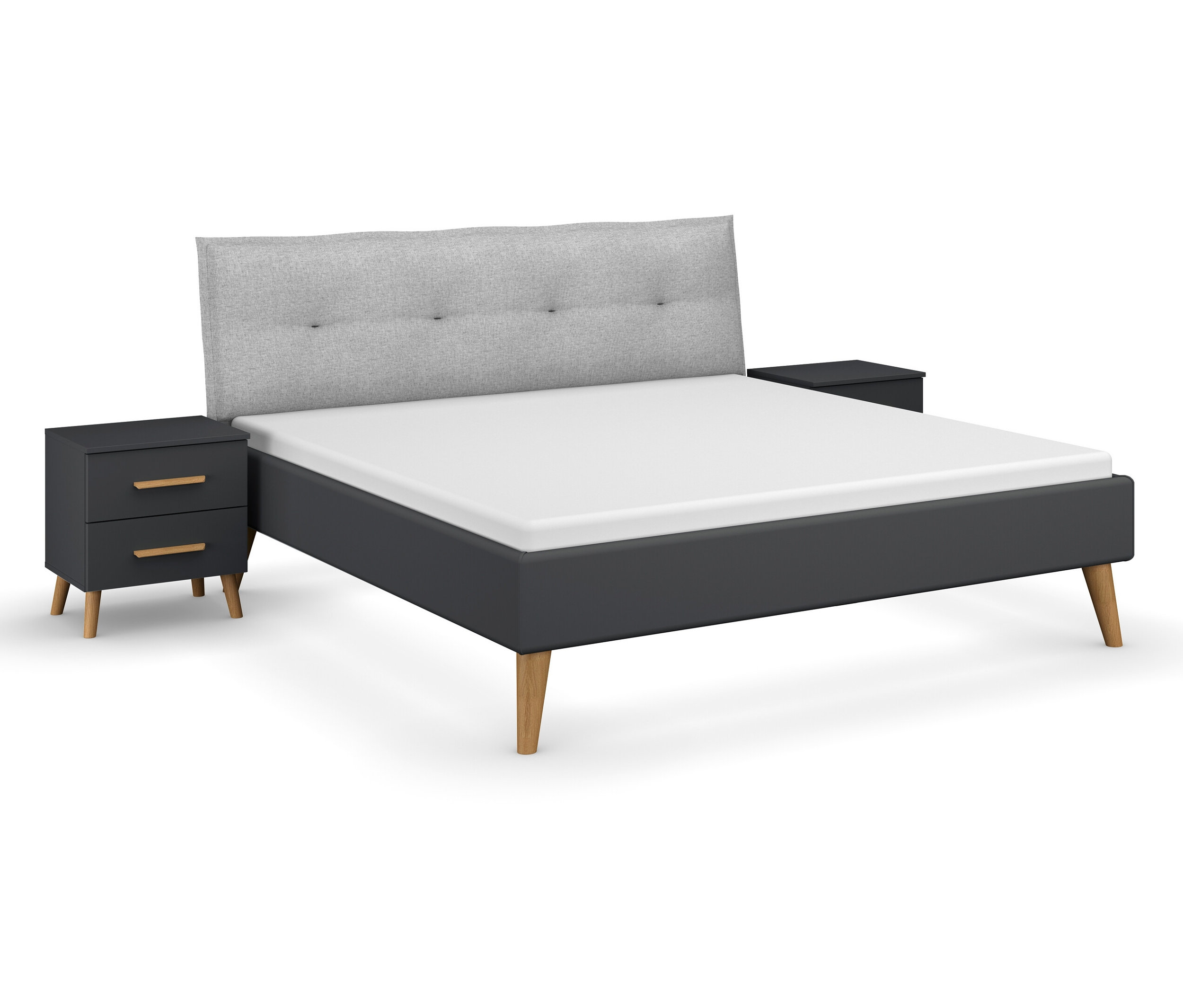 Thumbnail - rauch Bettanlage »Skandi« mit 2 Nachttischen - 288x219x109cm - grau - Holz