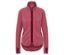Rosa Fleecejacke mit weinrotem Reißverschluss und Besatz.