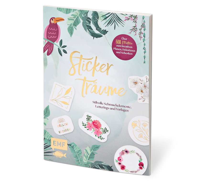 Buch »Stickerträume« mit verschiedenen Motiven auf dem Cover.