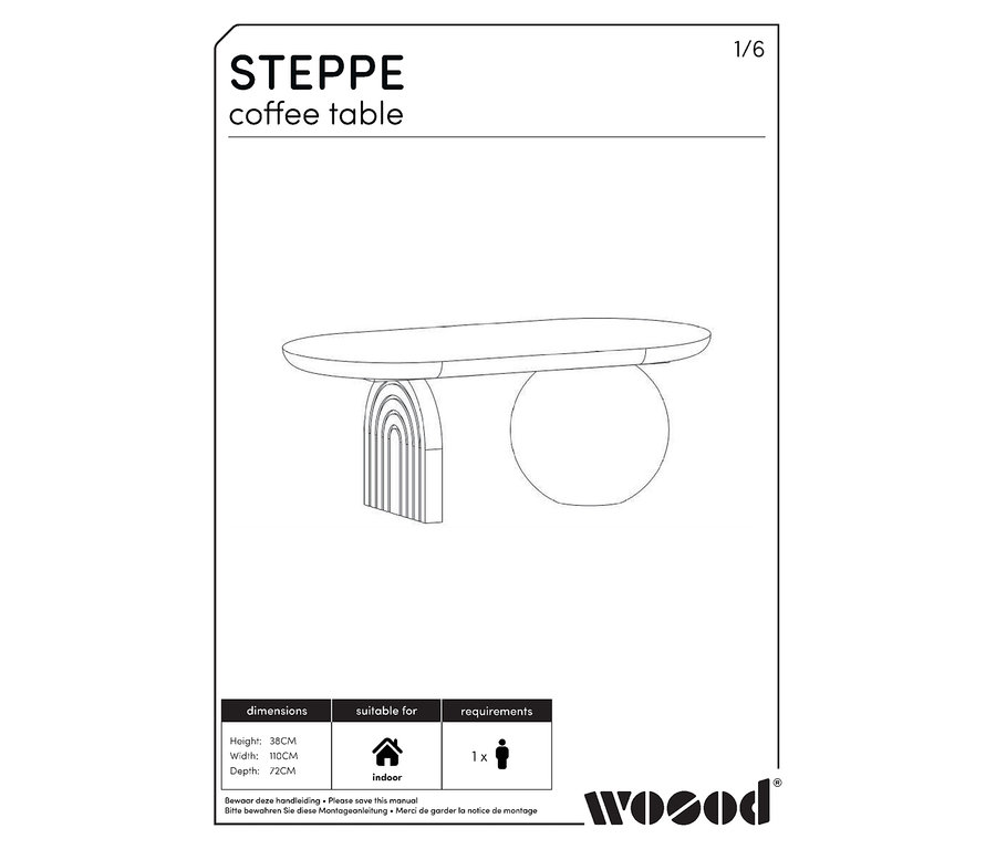 Skizze eines schwarzen Woood Couchtischs "Steppe".