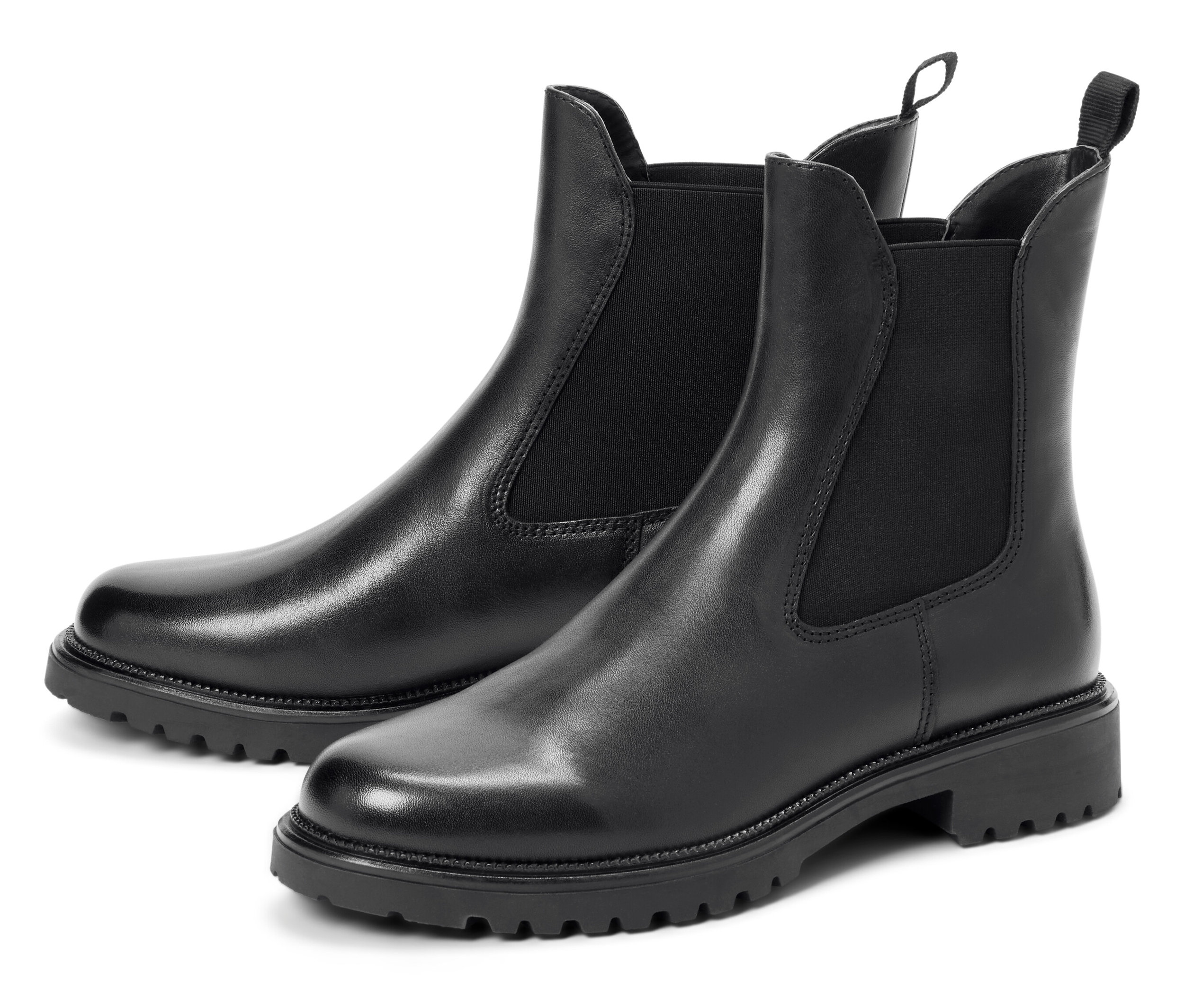 Gefütterte Leder-Boots - Damen - Gr. 41 - schwarz - schwarz